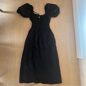 Faithful the brand black puff sleeve midi dress, XS